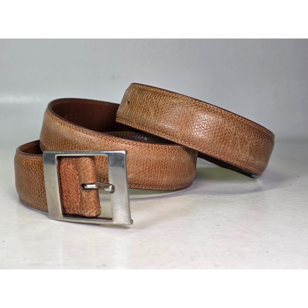 Stefano Piazza Belt Size 38/100 Brown‎ Tan Genuine Leather Made in Parma Italy